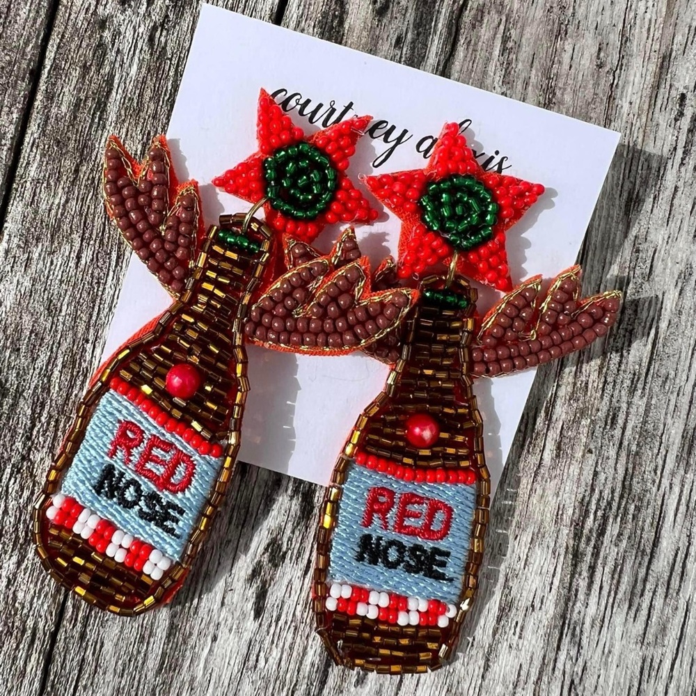 Beaded Red Nose Earrings